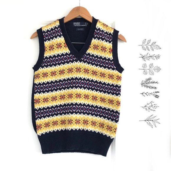 Ralph Lauren Preppy Floral Knit Vest - Picture 1 of 7
